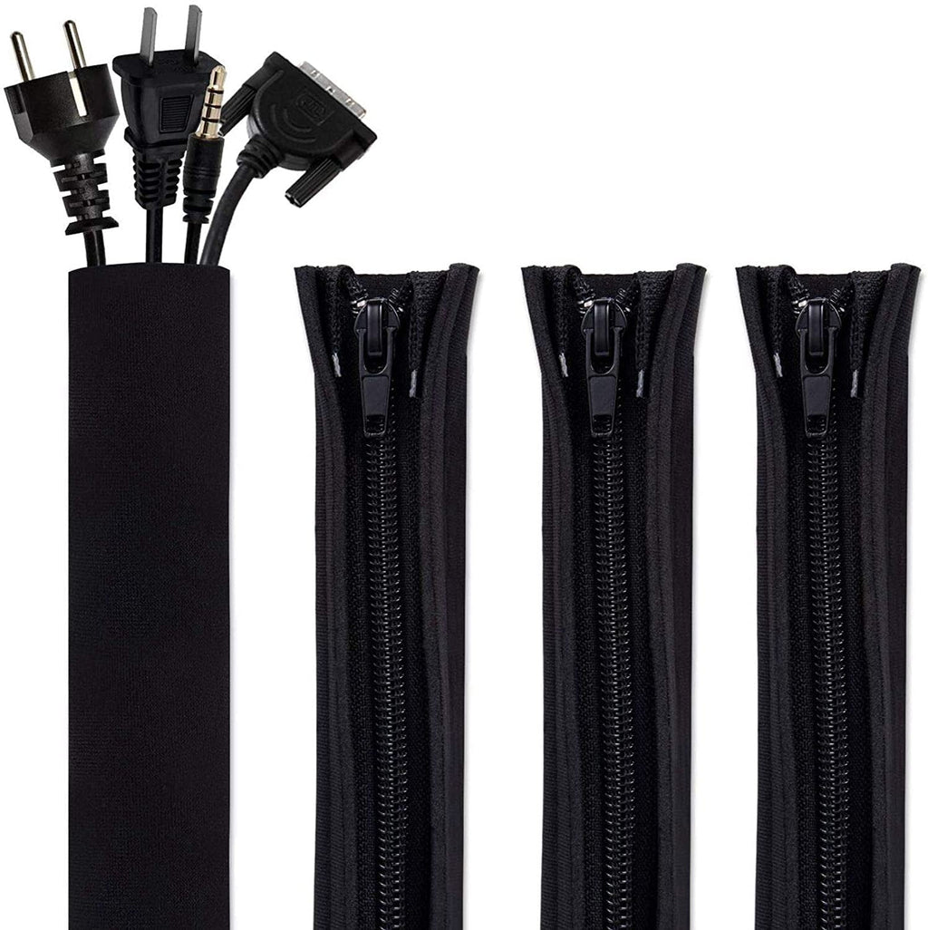 Cord Organizer System Cable Management Sleeve, 19.5 inch, Wire Cover with Zipper, Cable Wrap, Cord Sleeves for TV, Computer, Office, Home En