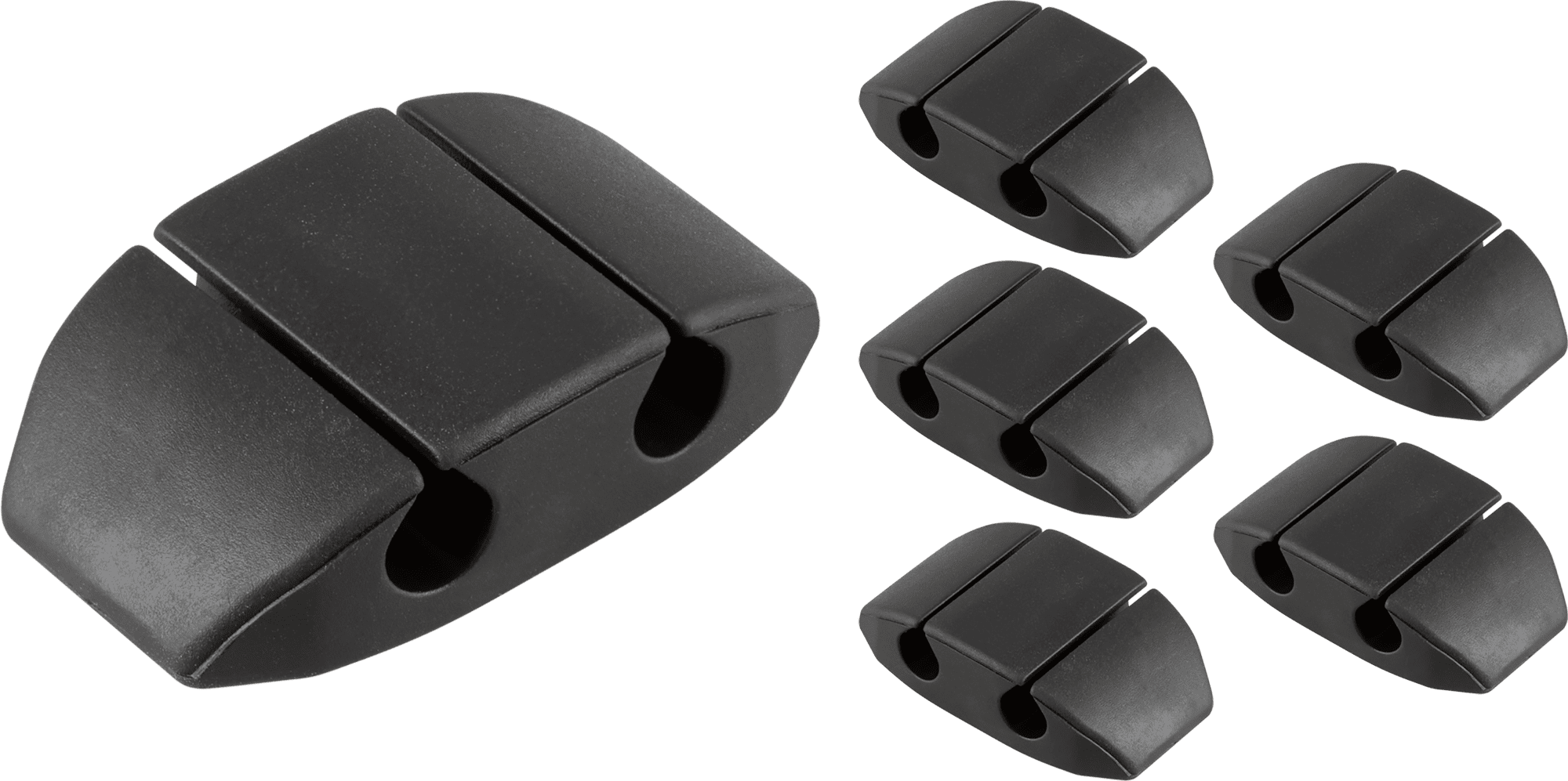 Cable Management Dots, Dual Slot, Black, 6pk
