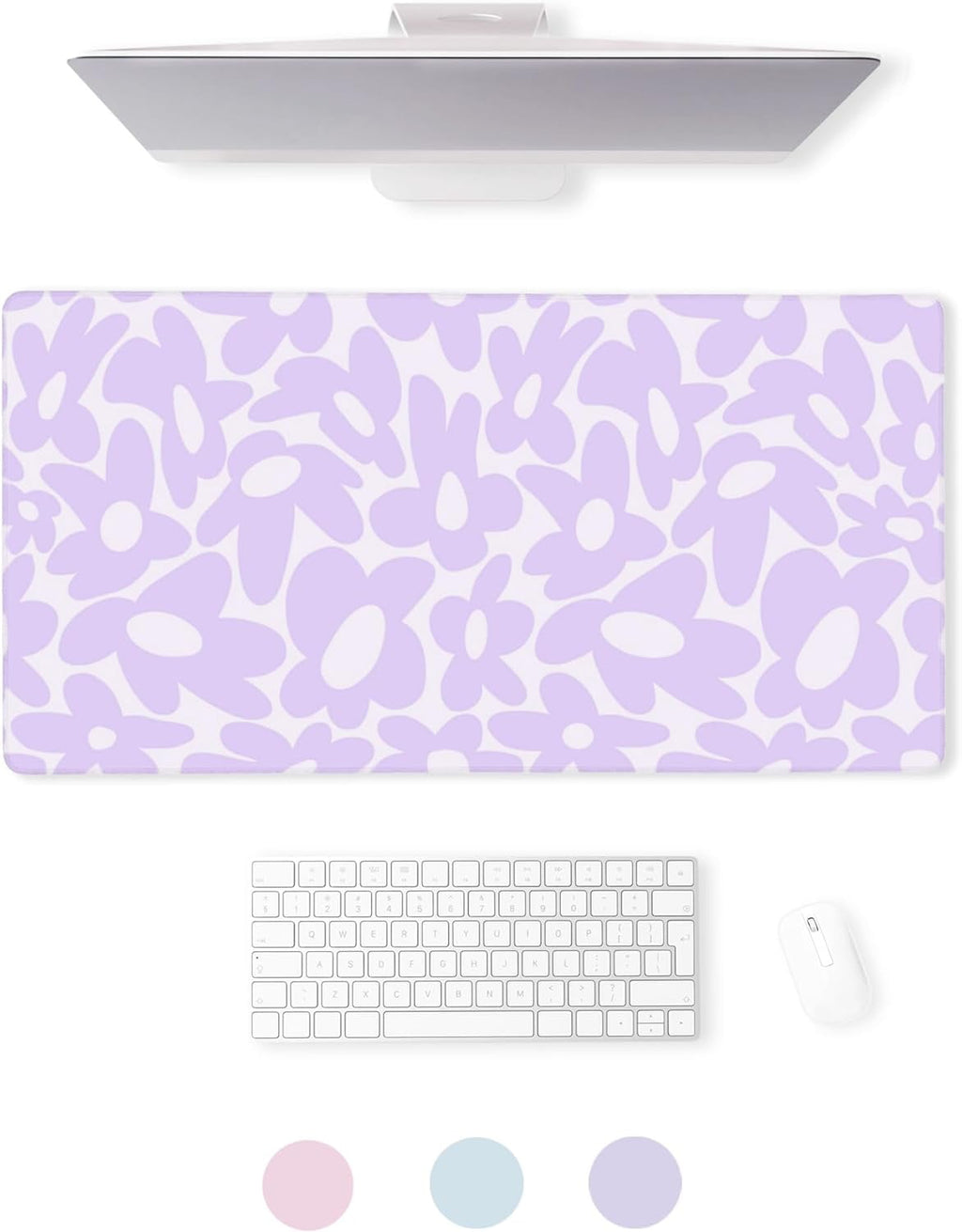 Cute Desk Pad - Aesthetic Desk Mat Kawaii - Keyboard Pads for Desk - XL Purple Desk Pad - Cute Office Desk Decor for ...