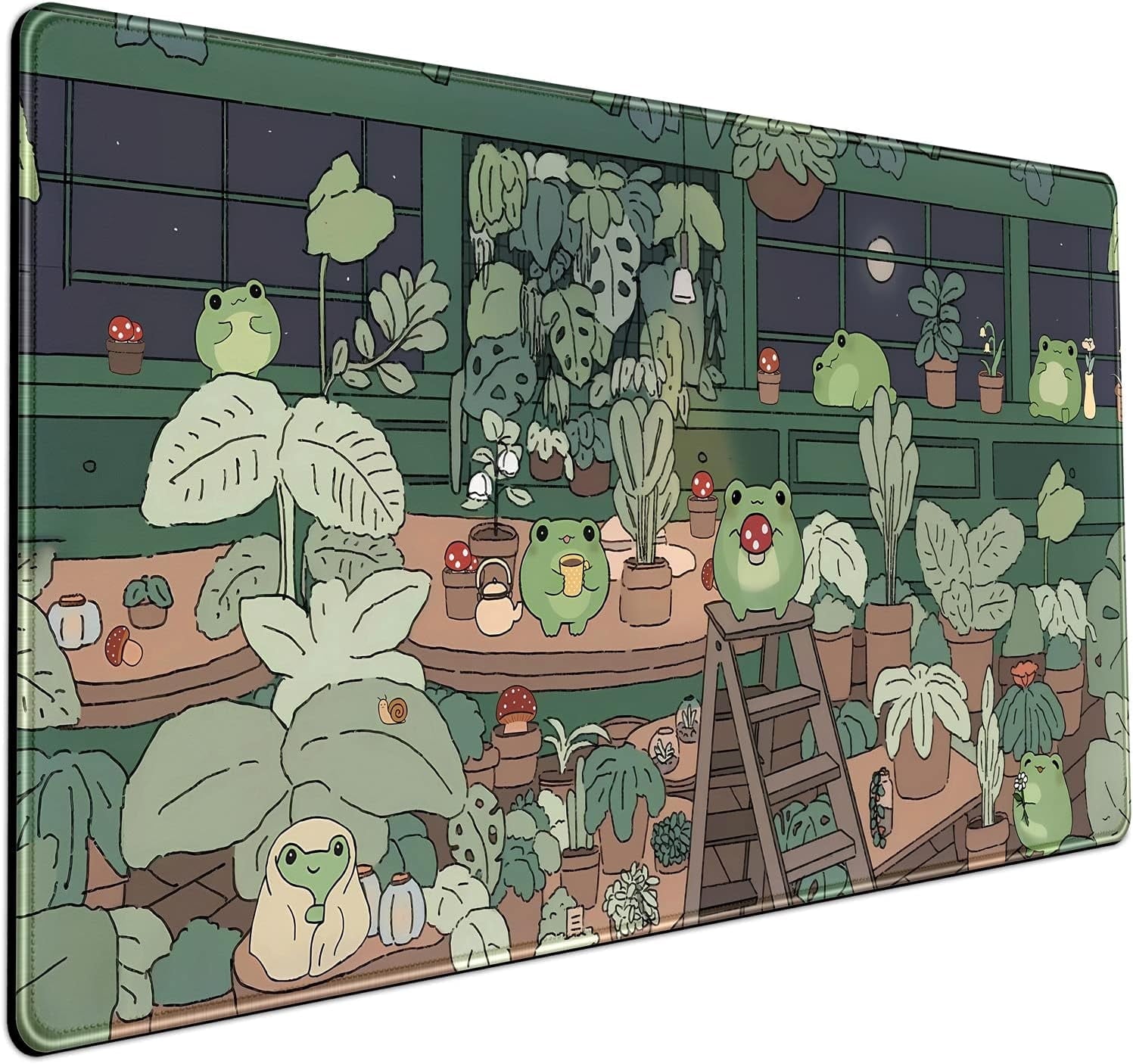 Cute Frog Kawaii Green Desk Decor Mat, Large Gaming Mouse Pad for Computer Keyboard Laptop, Home Office Accessories f...