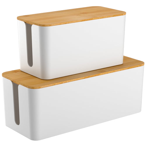 2 Pack Cable Management Box, Cord Organizer Box for Table