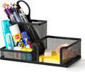 3-Compartments Organizer with Pencil Holder, Black