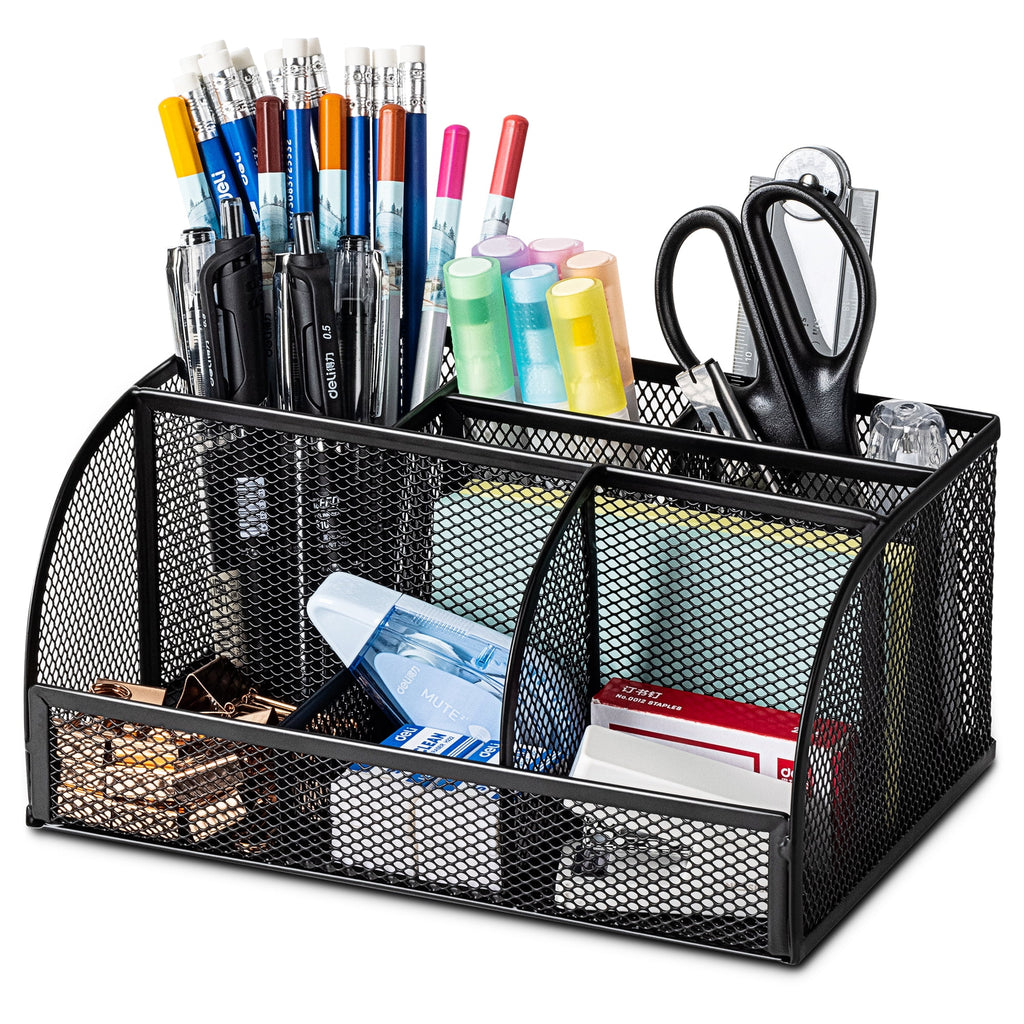Organizer Office Supplies, 7 Compartments, Black