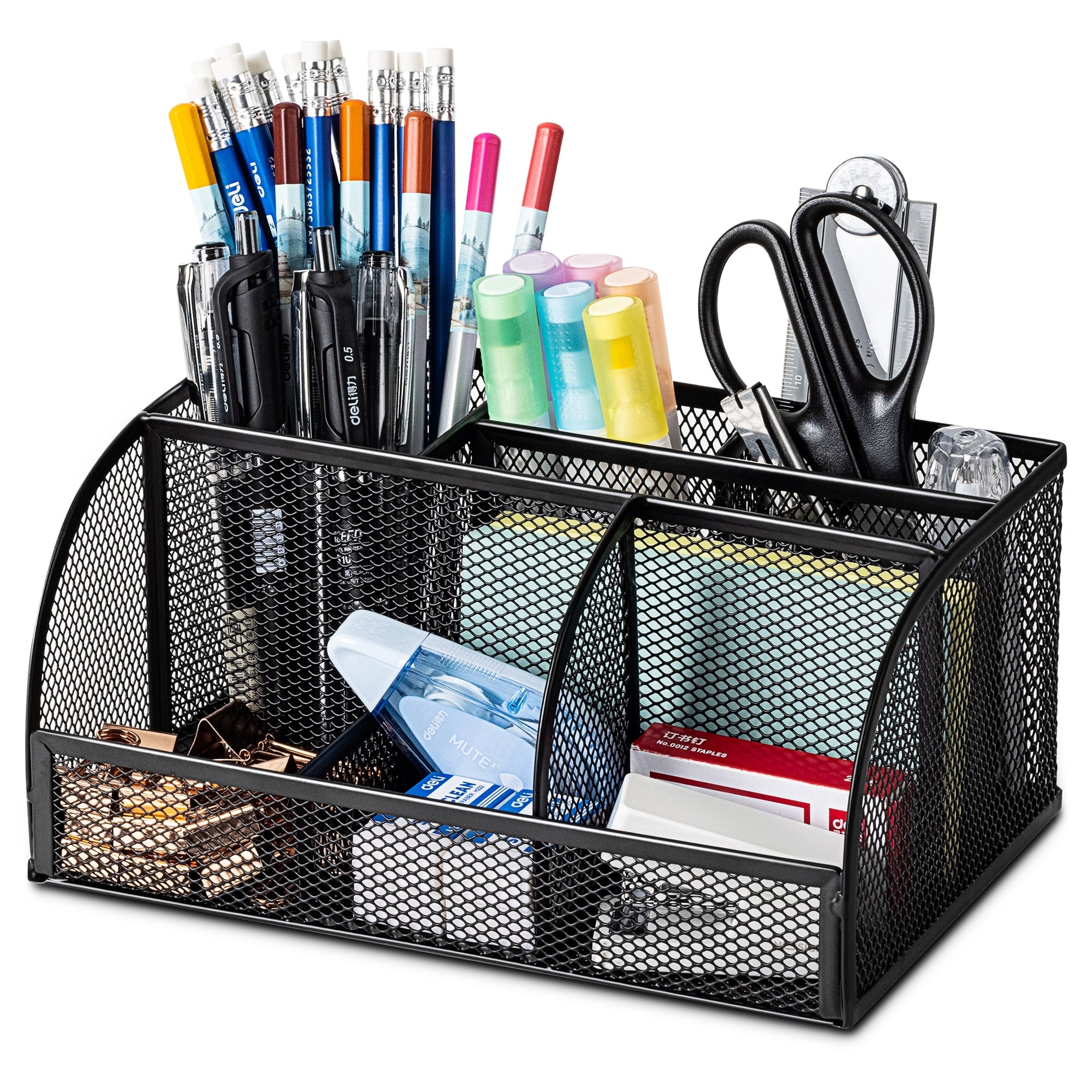 Organizer Office Supplies, 7 Compartments, Black