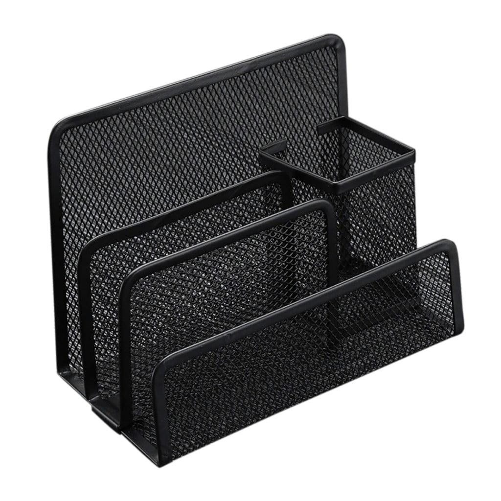Metal Letter Magazine Home Tray Folder Slots Filing Envelope Black Holder Paper Document top Countertop Cell Mesh Sor...