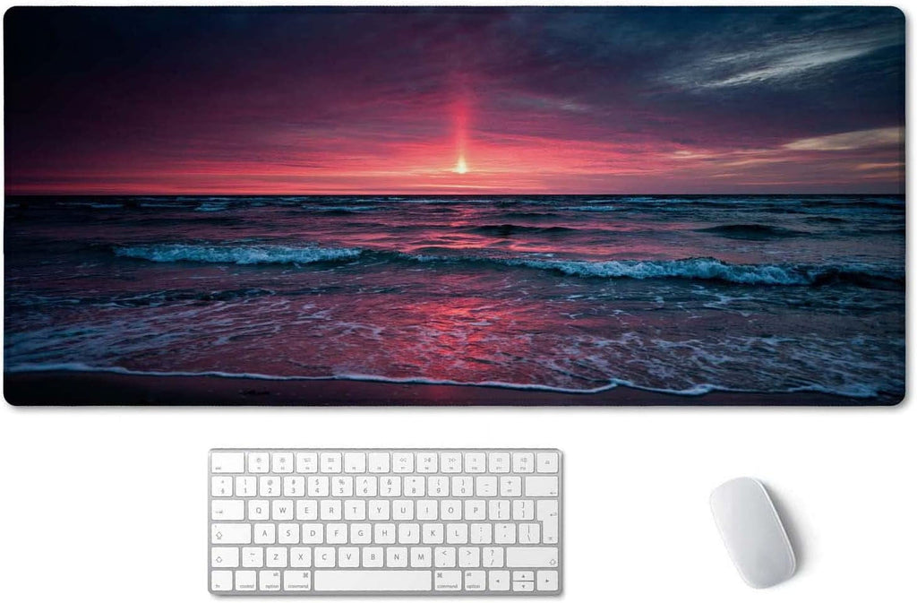 Desk Mat, Extended Gaming Mouse Pad (35.4x15.7 in), Large Non-Slip Rubber Base Mousepad with Stitched Edges, Waterproof Keyboard Mouse Mat D