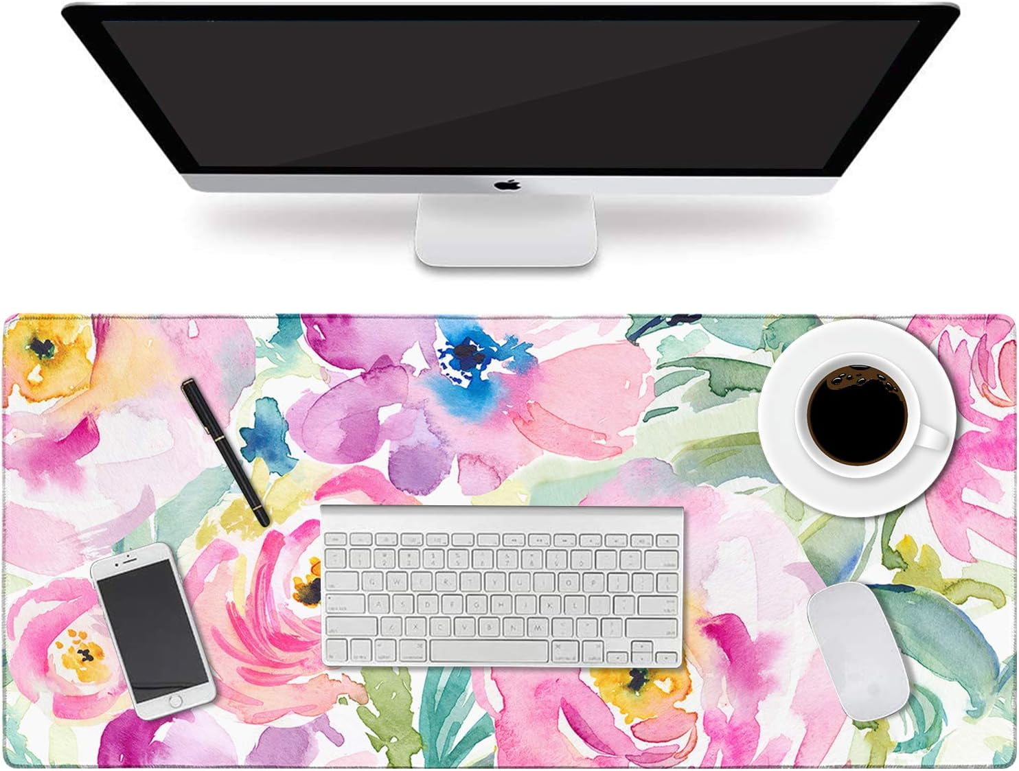 Desk Pad, Office Desk Mat 35.4" ×15.7" Large Gaming Mouse Pad Extended Computer Mat Water-Resistant Thick Keyboard Ma...