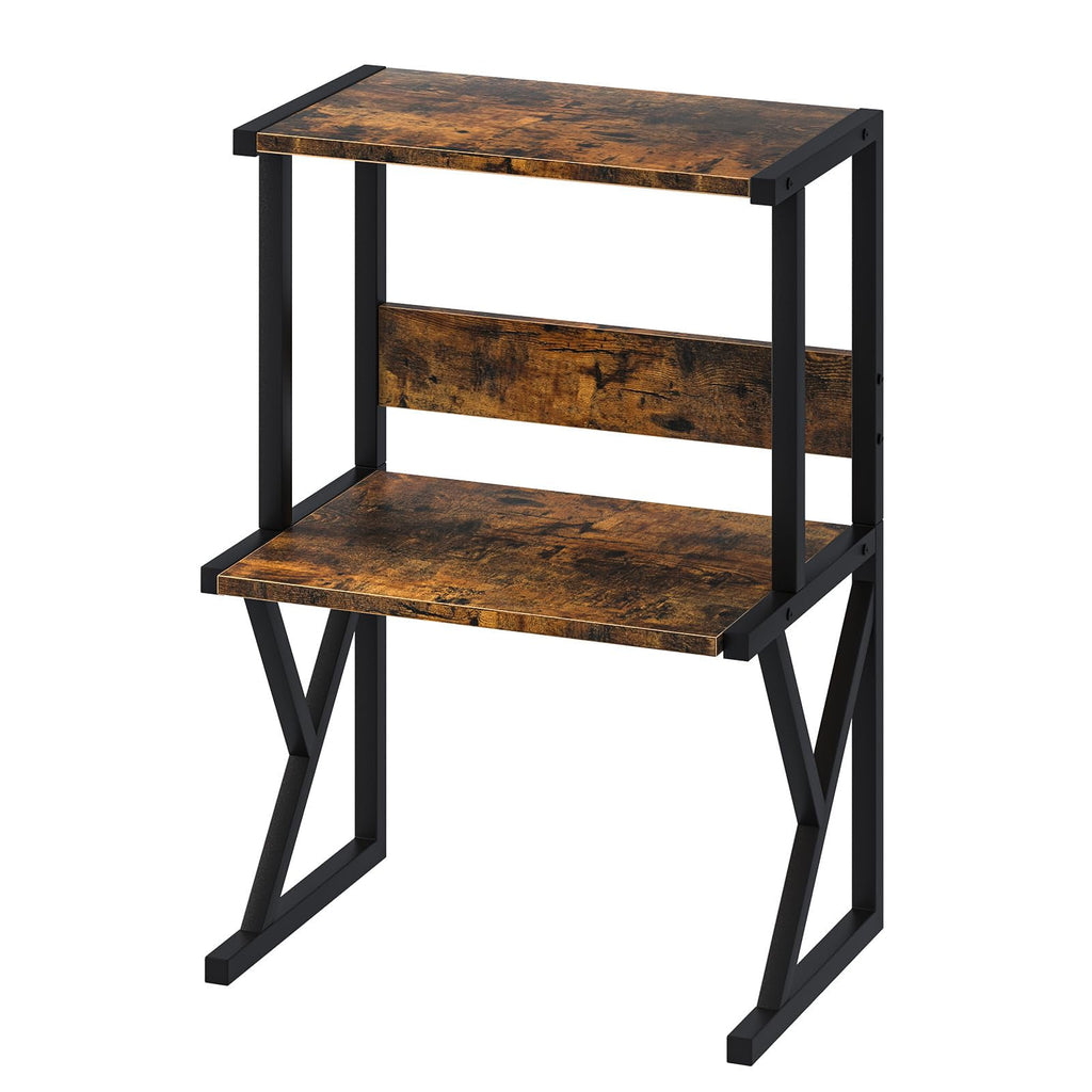 with 3 Tier Wood Storage Shelves,Under Desk Table,Multi-Purpose Home Office Desk Organizer for Fax Machine, Scanner (...