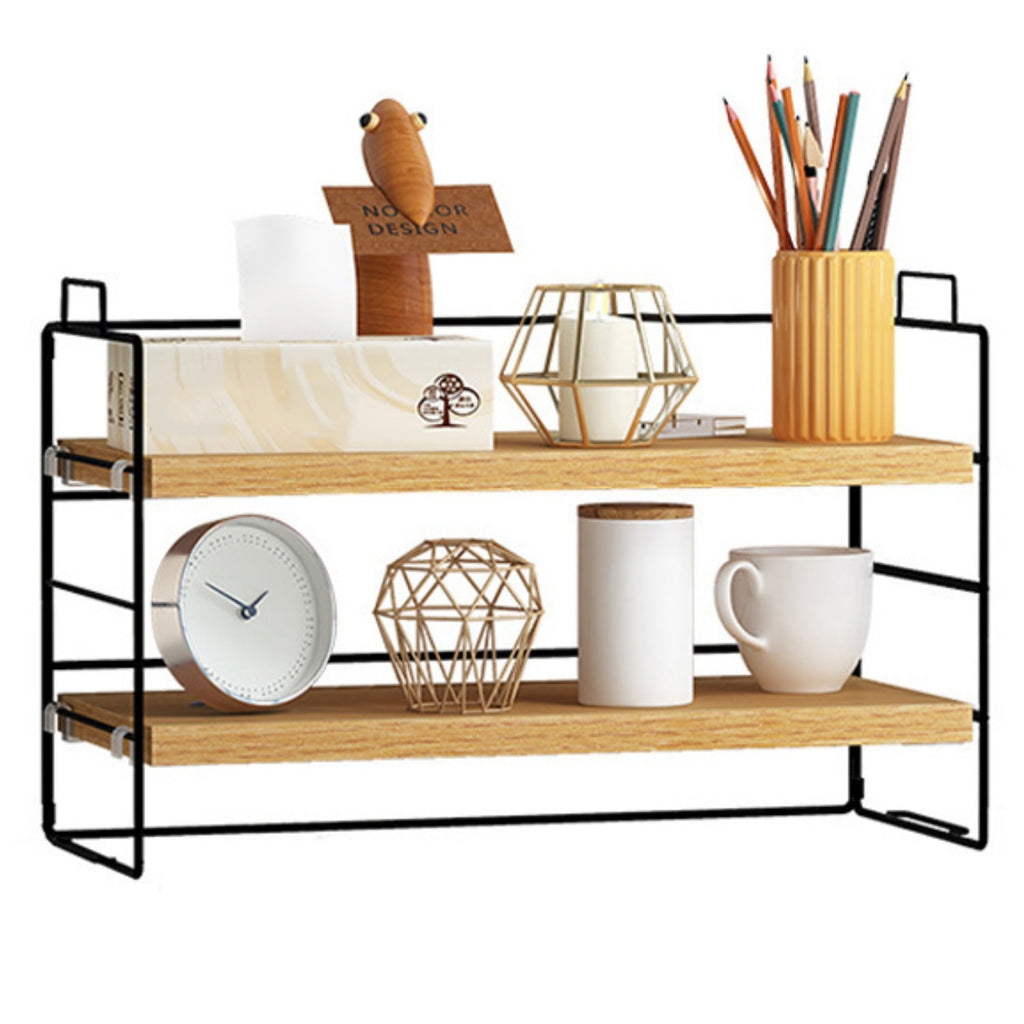 Desktop Shelf Organizer, Small Wood Countertop Bookshelf Adjustable Desktop Organizer Office, Desk Storage Tabletop Display Shelf for Home O
