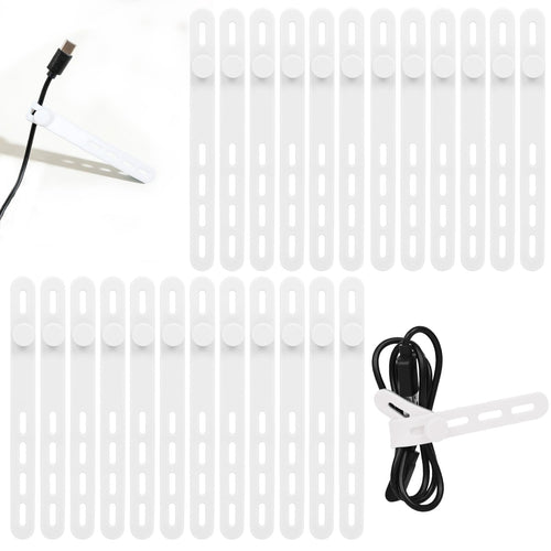 24Pcs Silicone Cable Ties - Reusable & Washable with Locking Buckles, Adjustable Fastening Cable Management Straps, M...