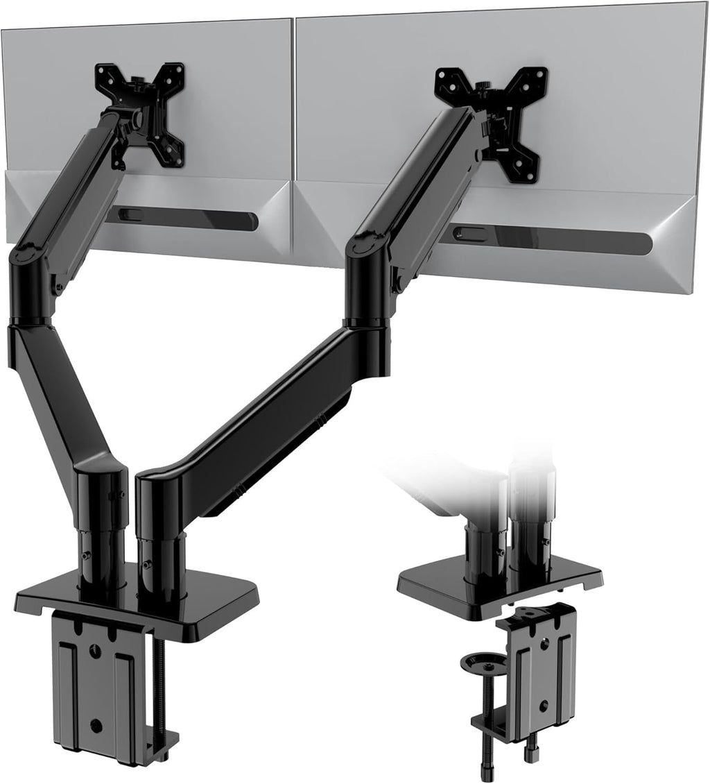 Dual Monitor Stand for Desk-Monitor Arms for 2 Monitors with C Clamp, Grommet Mounting Base for 13-32 Inch Computer S...