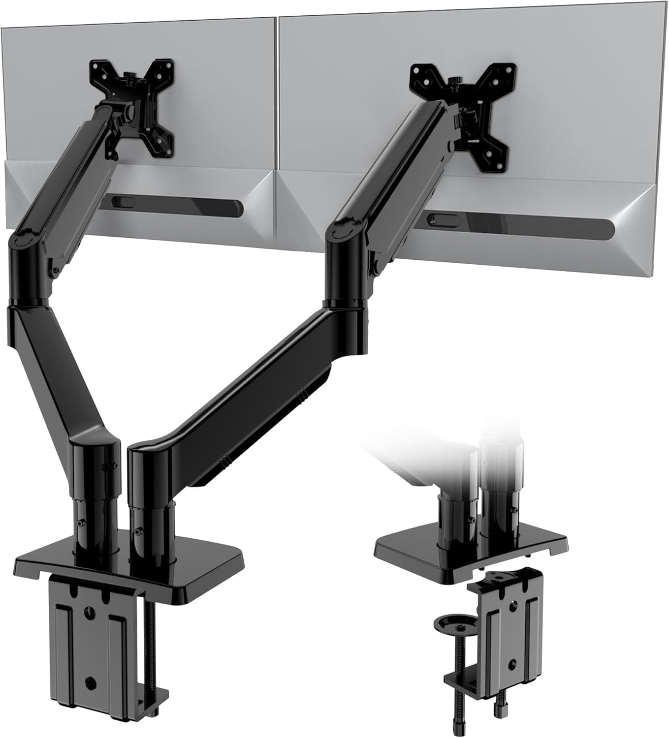 Dual Monitor Stand for Desk-Monitor Arms for 2 Monitors with C Clamp, Grommet Mounting Base for 13-32 Inch Computer S...