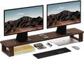 Dual Monitor Stand Riser 2 Heights Adjustable Wood Computer Monitor Stand Desktop Organizer, Large Monitor Stand for 2 Monitors, Laptop, TV,