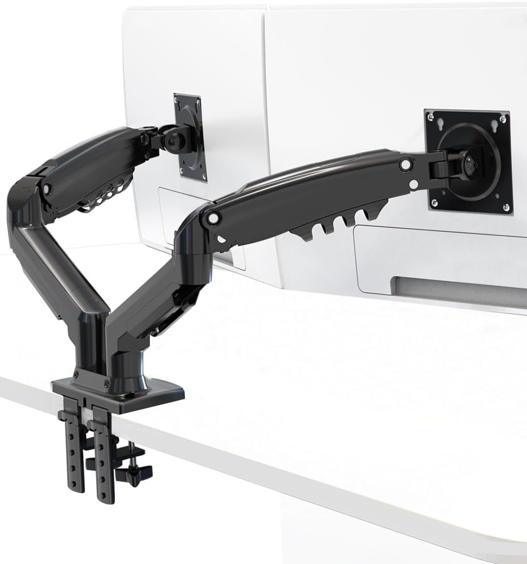 Dual Monitor Wall Mount for 13-32 inch Computer Screens, Gas Spring Monitor Stand Arm for 2 Monitor, Each Arm Holds Max 22 lbs, Full Motion
