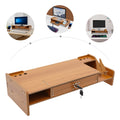 Dwellnix Wooden Monitor Riser Rack w Drawer Computer Laptop PC Stand Desk Organizer
