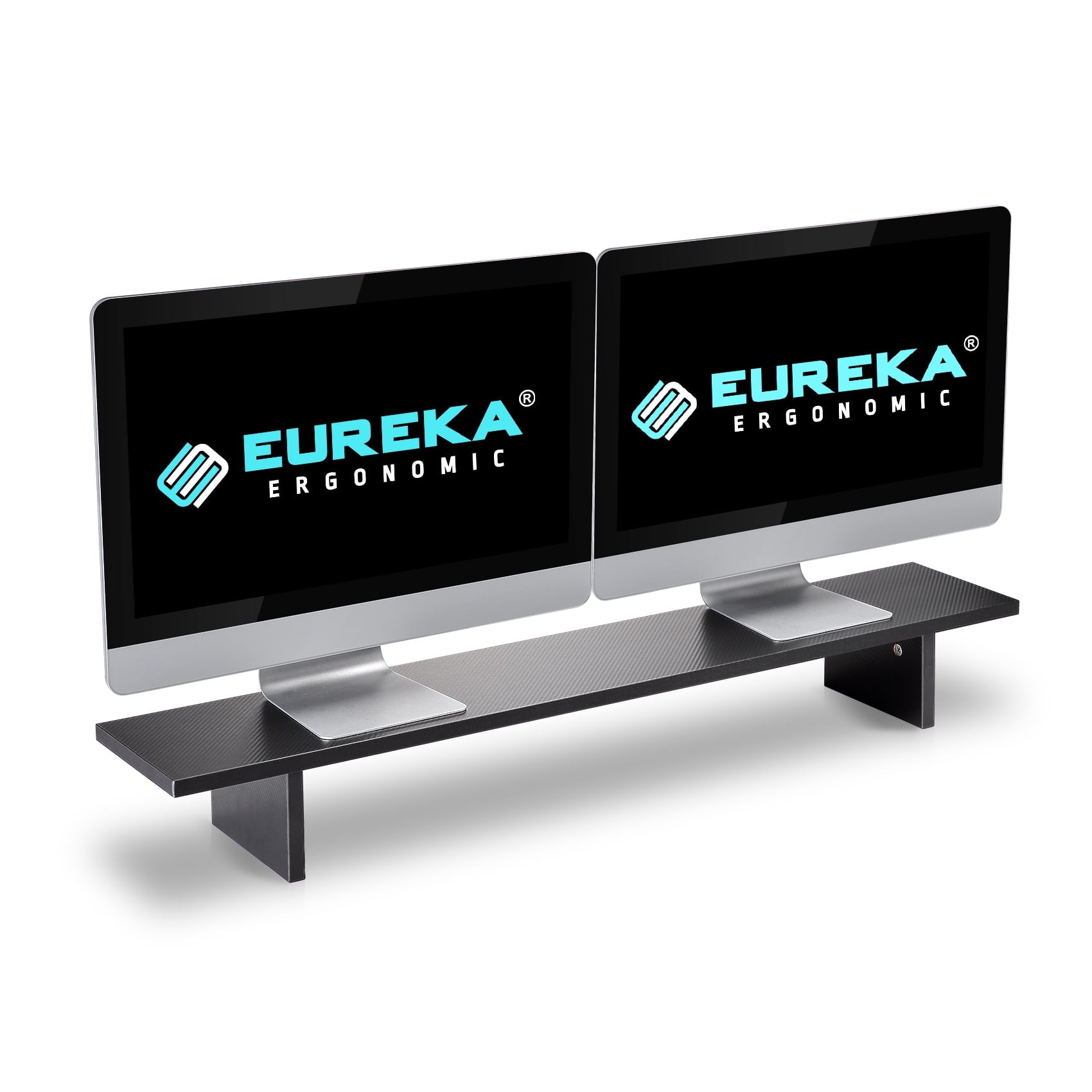 Dual Monitor Stand - Adjustable Legs, Dual Monitor Riser, Carbon Fiber Computer Monitor Stand, Desktop Organizer, Mon...