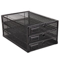 Wire Mesh Desk Organizer 3 Drawer Sorter - Black