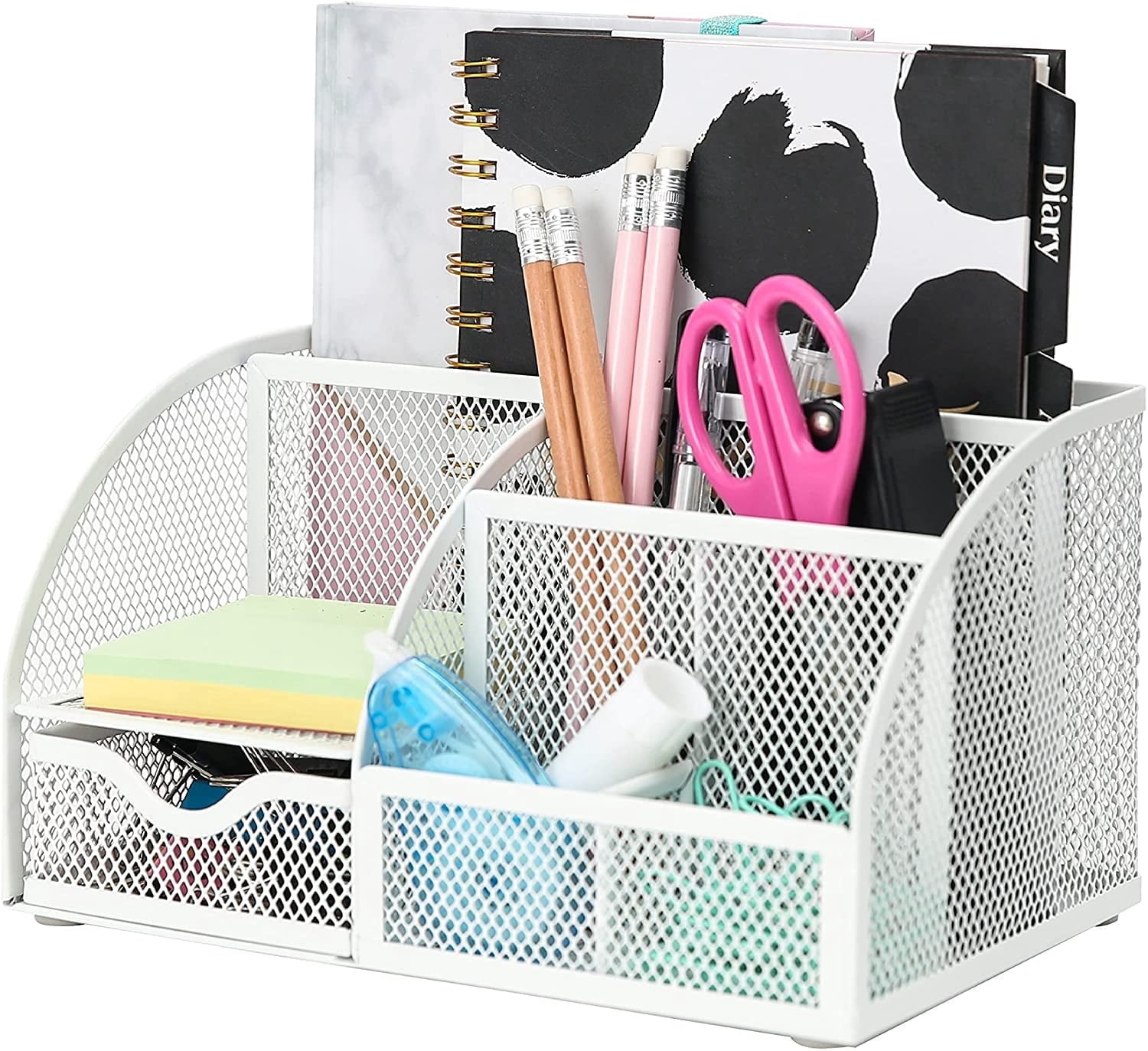 Wire Mesh Desk Organizer - White
