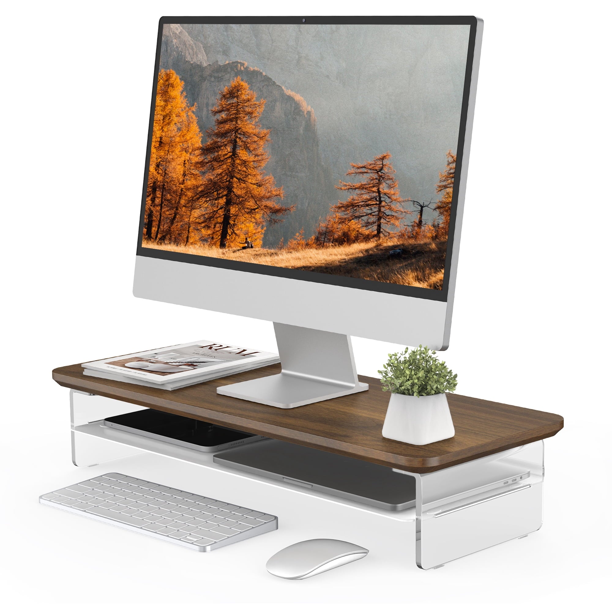 Acrylic Monitor Stand Riser, 23.6 Inches Acrylic Clear Monitor Stand