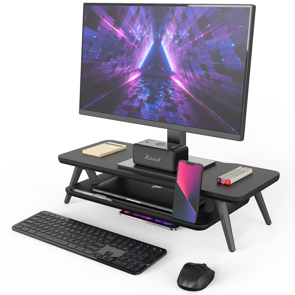 Monitor Stand, 2 Tiers Monitor Stands Riser, 23.6 Inch Computer Monitor Riser with Storage Organizer