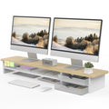 Fenge Monitor Stand, Dual Monitor Riser, 42.5inch Large Desk Computer Monitor Stand Riser with Drawer