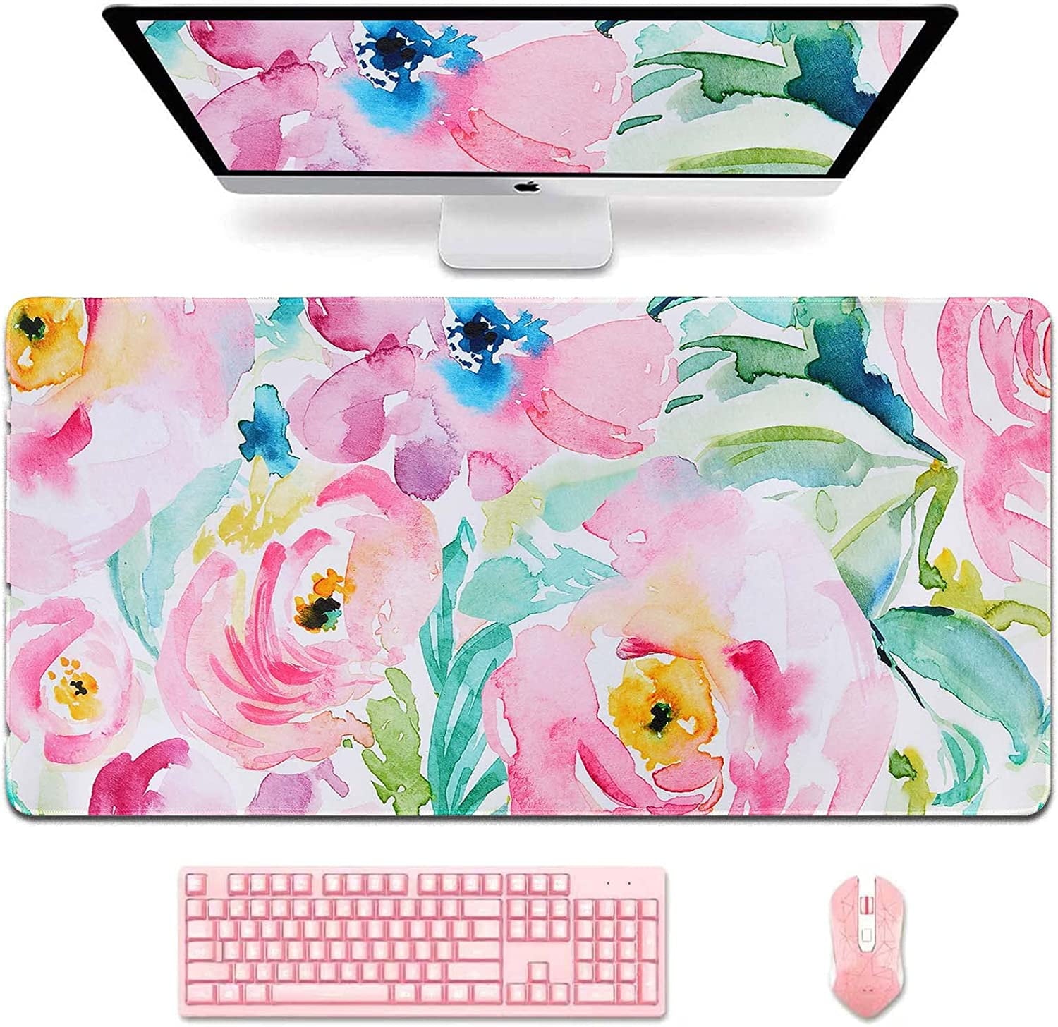 Floral Desk Mat, Extra Large Mouse Pad Gaming, XXL Computer Mousepad with Non Slip Base, Desk Pad Large, Keyboard Mat...
