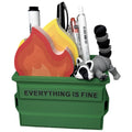 Funny Dumpster Fire Pen Holder with 300 Sticky Notes Cute Desk Organizer for Office, White Elephant Gag Gift for Cowo...