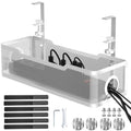 Under Desk Cable Management, Wire Organizer Box with Clamp No Drill for Office, Home(White)