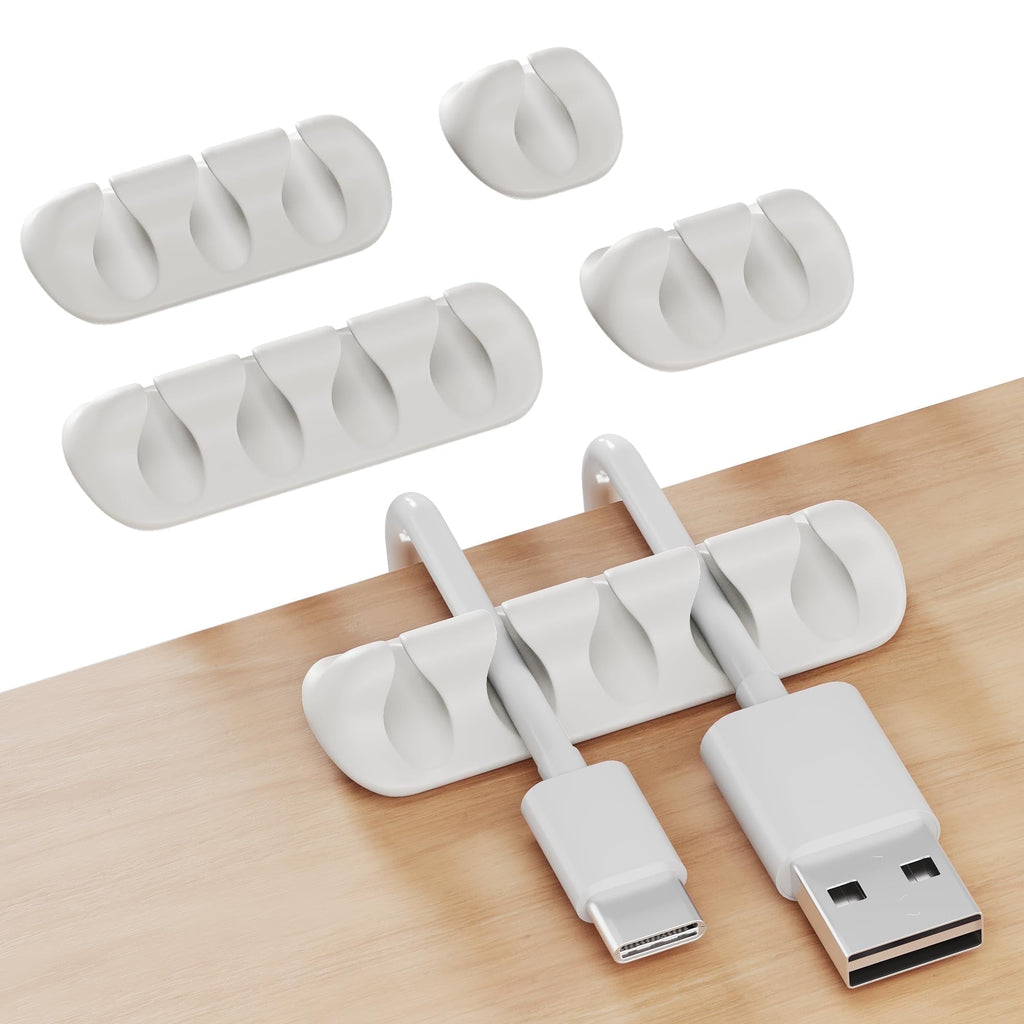 Cable Organizer with Strong Adhesive PVC White 5 Count