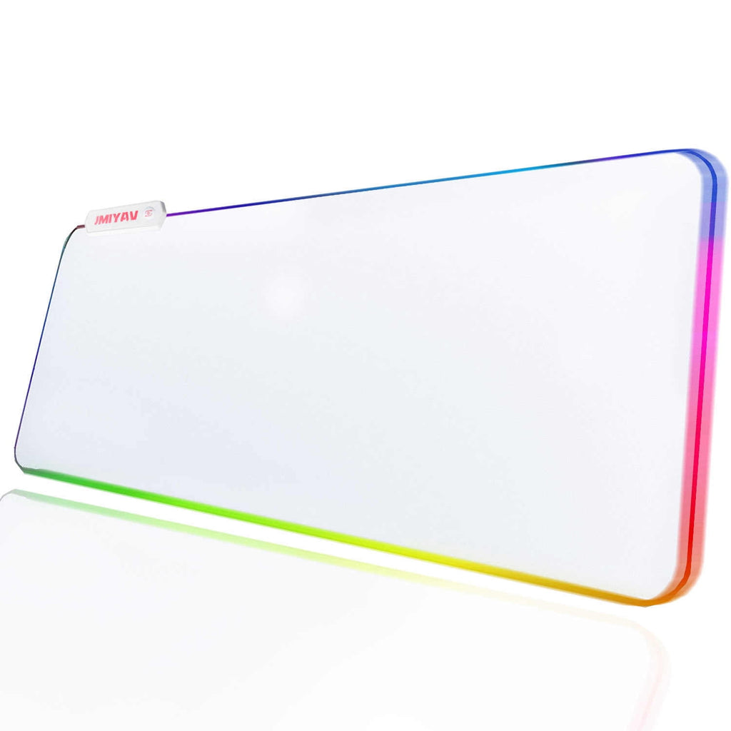 Gaming Mouse Pad White RGB Mousepad Non-Slip Rubber Base Extra Large Cool XL XXL Computer Desk Pad Gaming Accessories...