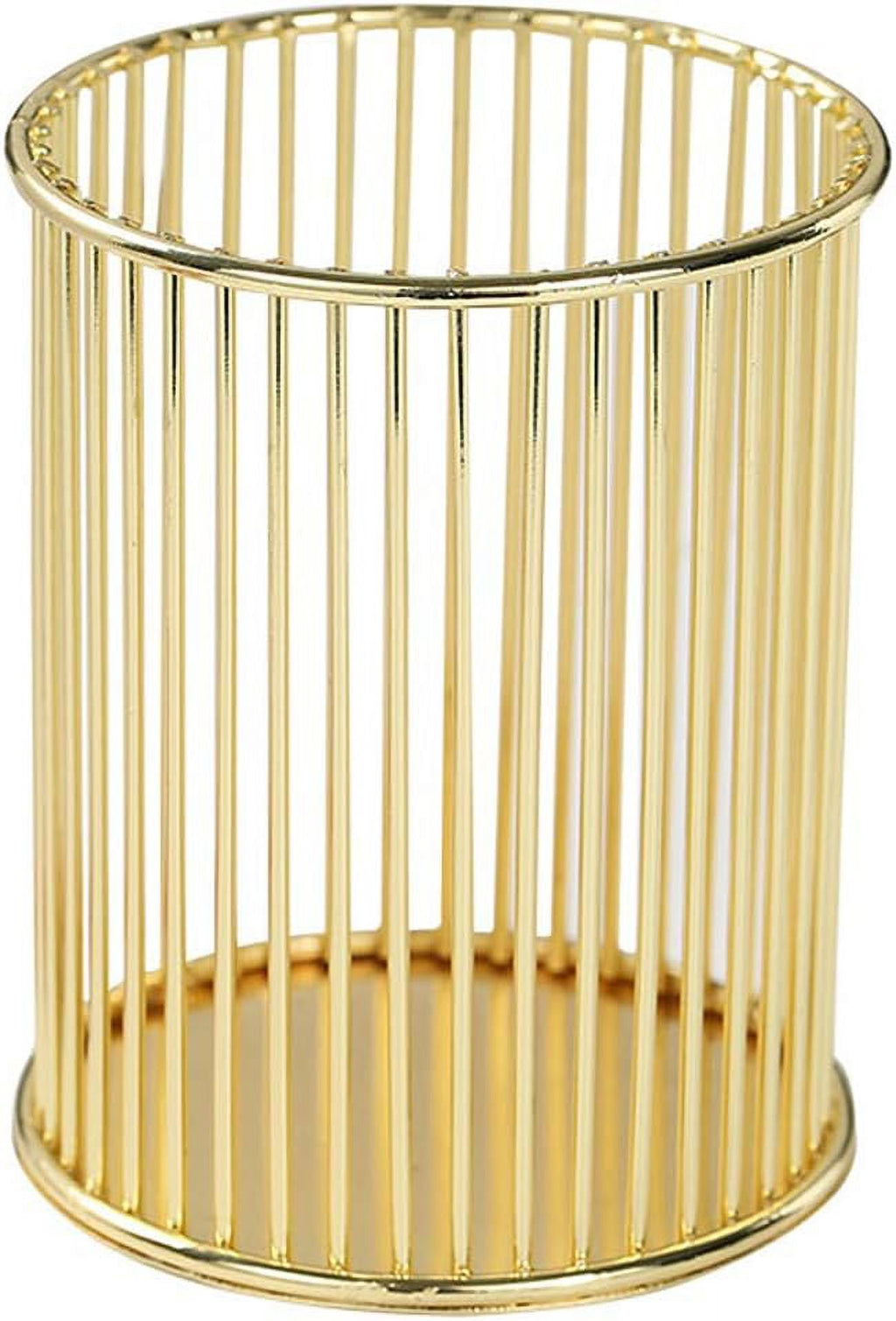 Gold Metal Pen Holder for Desk, Makeup Brush Organizer Cup, Modern Office Desk Organizer with Weighted Base, Pencil H...