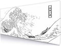 Great Wave XL Gaming Mouse Pad, White Minimalist Japanese Desk Mat, Cute Gamer Aesthetic Mousepad, Extended Mousepad, Non-Slip Rubber Base L