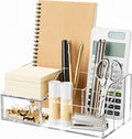 HBlife Acrylic Pen Holder and Desk Organizer, Office Caddy Storage, 6 Compartments
