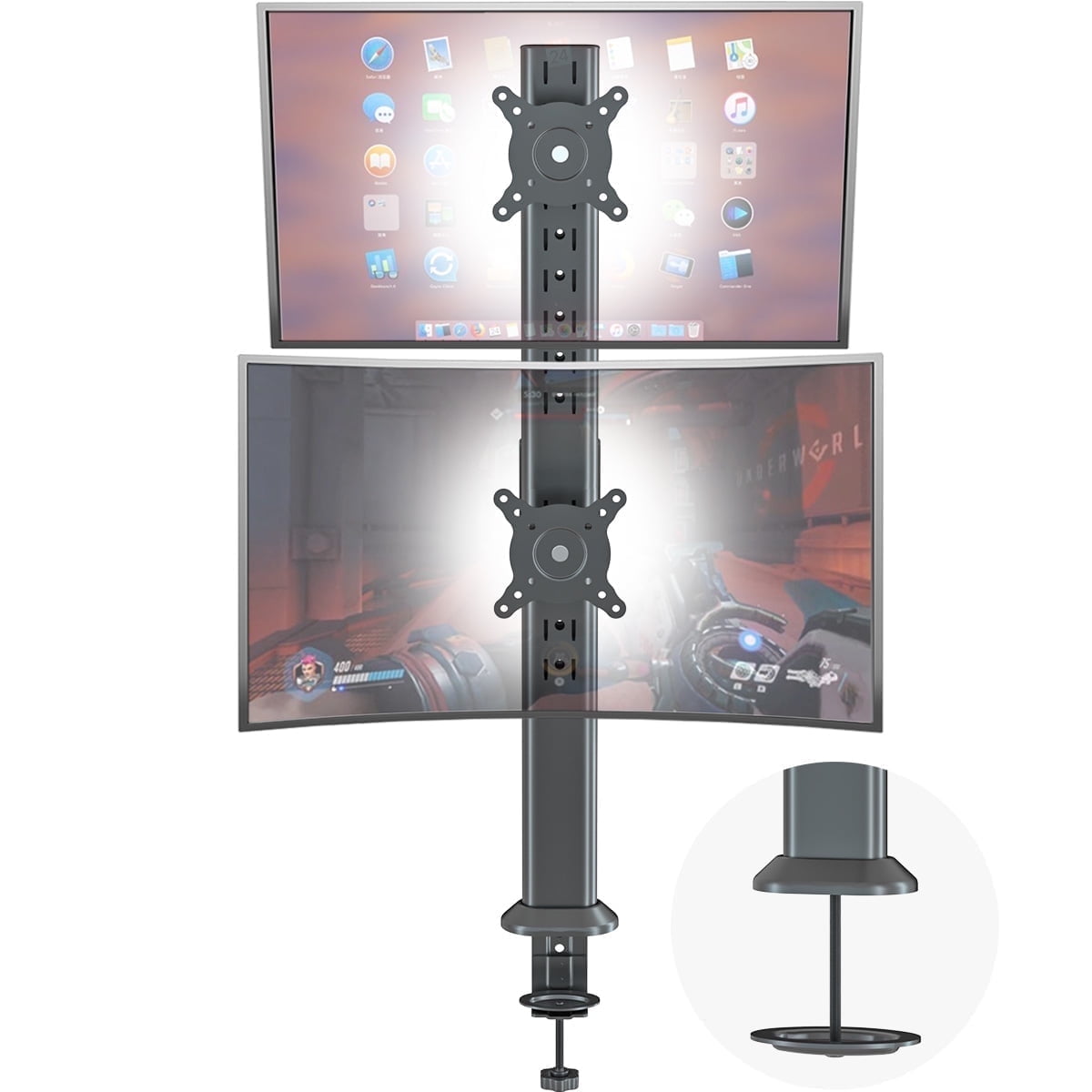 Single Tall Desk Monitor Arm Mount Stand Fit for 13 inch to 34 inch Flat Curved Computer Screen with Swivel, Height A...