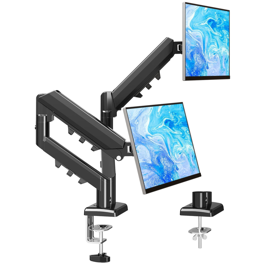 Dual Monitor Mount Stand for 13-32 inch, Gas Spring Monitor Arm for 2 Monitor, Dual Monitor Desk Mount with Tilt, Swi...