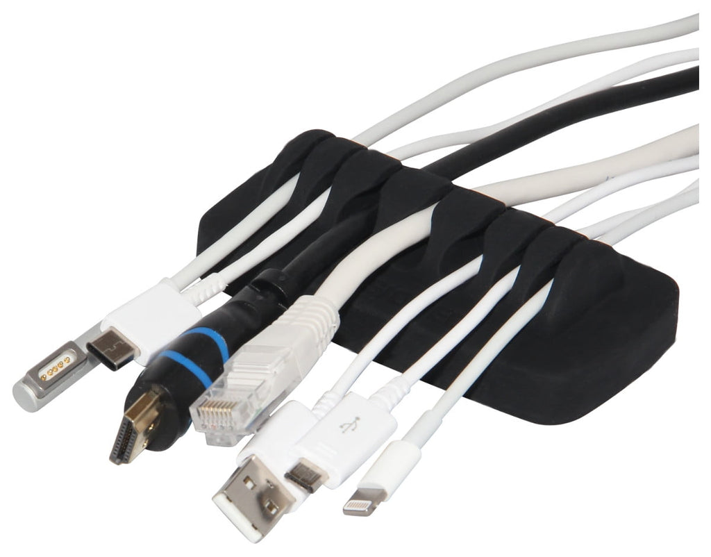 Heaviest Cable Organizer on the Market! Compact Weighted Desktop Cord Holder (Black) ENVISIONED