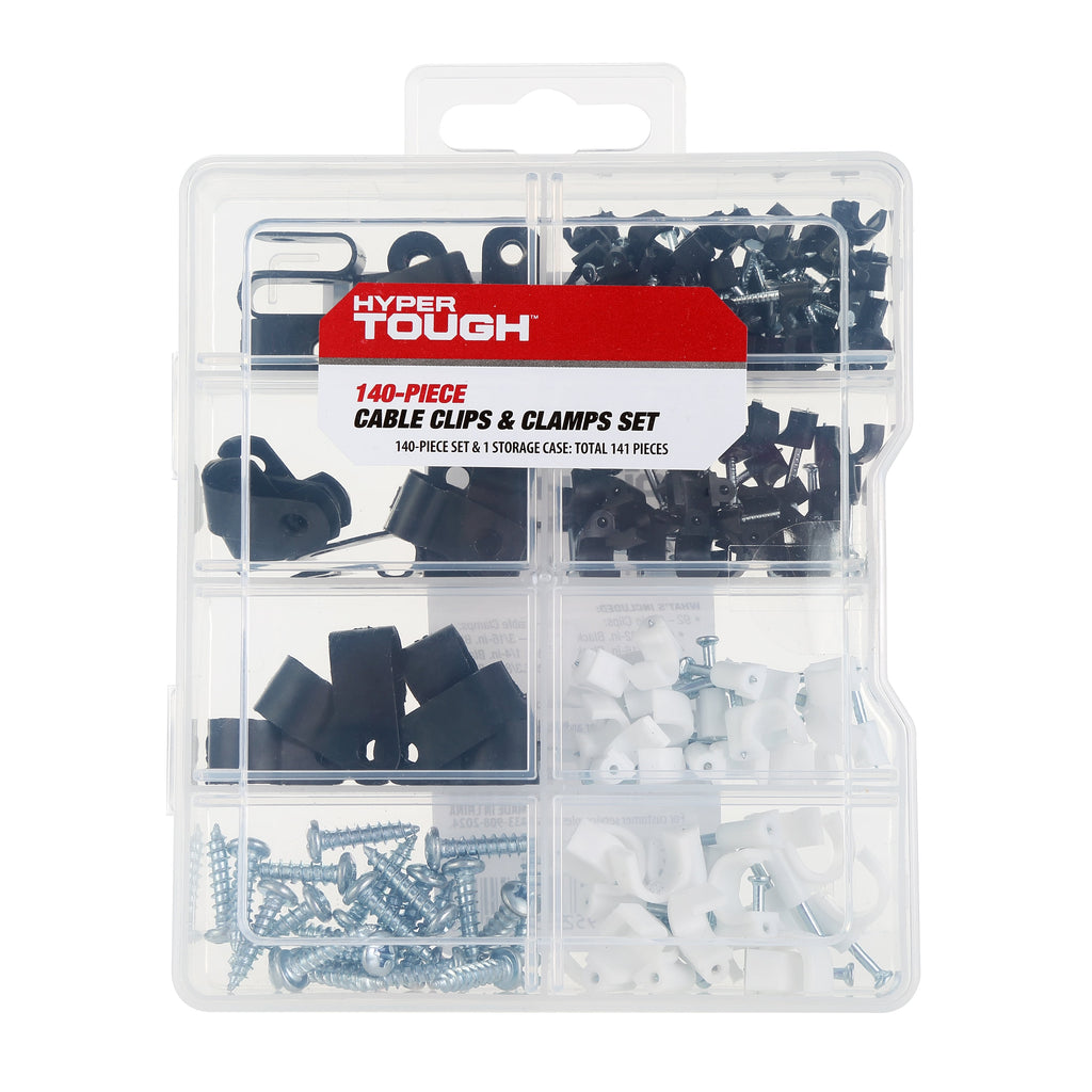 Hyper Tough Polypropylene 140-Piece Cable Clips and Clamp Set for Wood and Masonry