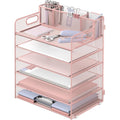 6-Tier Desk Organizer, Metal Desktop Paper Tray with 3 Pen Holders, Desktop Organizer for Home Office