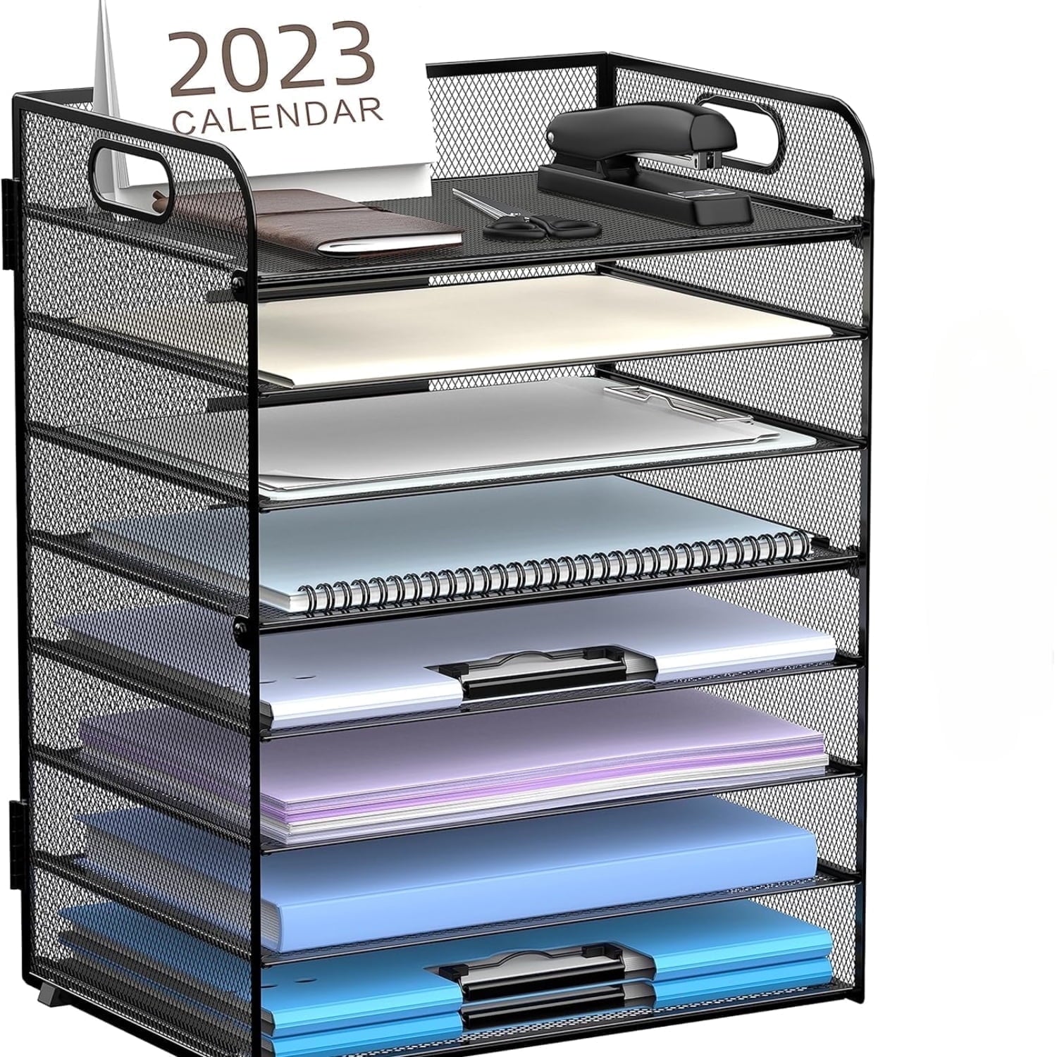 8-Tier Paper Letter Tray Organizer with Handles, Desk Organizers and Accessories, Desk Paper Organizer for Office, Home