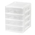 IRIS Small 4-Drawer Compact Desktop Organizer, Stacking Desktop Unit, White-Clear, Single