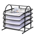 KABB Paper Organizers for Desk Mesh Letter File Tray Organizer with 4 Sliding Trays Black Stackable Desktop Document Storage Shelf Rack for