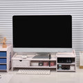 Office Wood Desk Organizer, Top Monitor Stand Riser, Multifunctional Storage Desktop Shelf