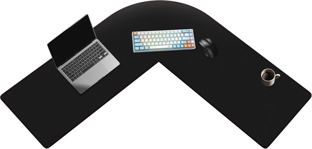 L Mat ) x ) x ), Mouse pad for Corner , Computer Corner Pad, Writing Pad Protector, Large Waterproof PU Leather Corne...