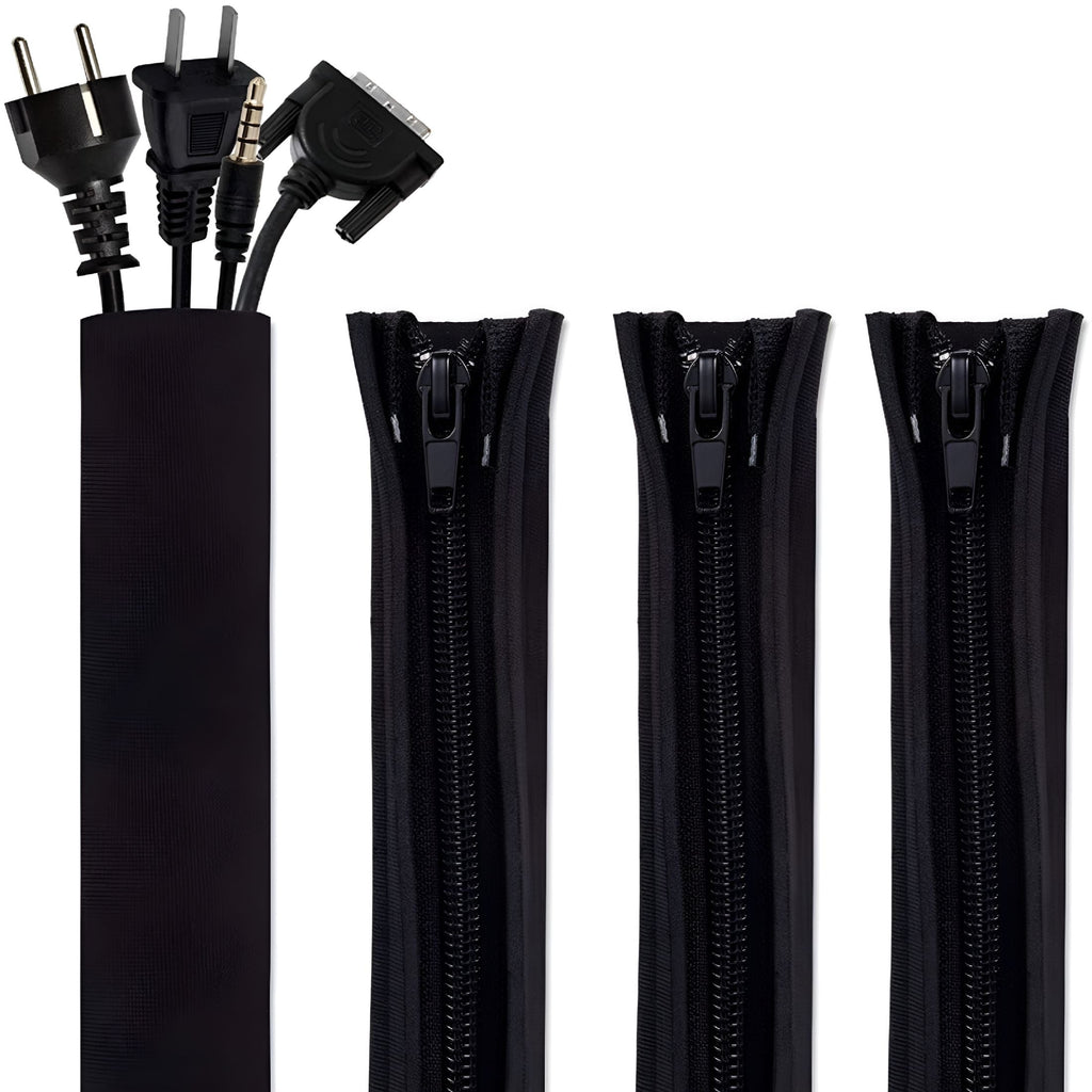 Cord Organizer System Cable Management Sleeve, 19.5 inch, Wire Cover with Zipper, Cable Wrap, Cord Sleeves for TV, Co...
