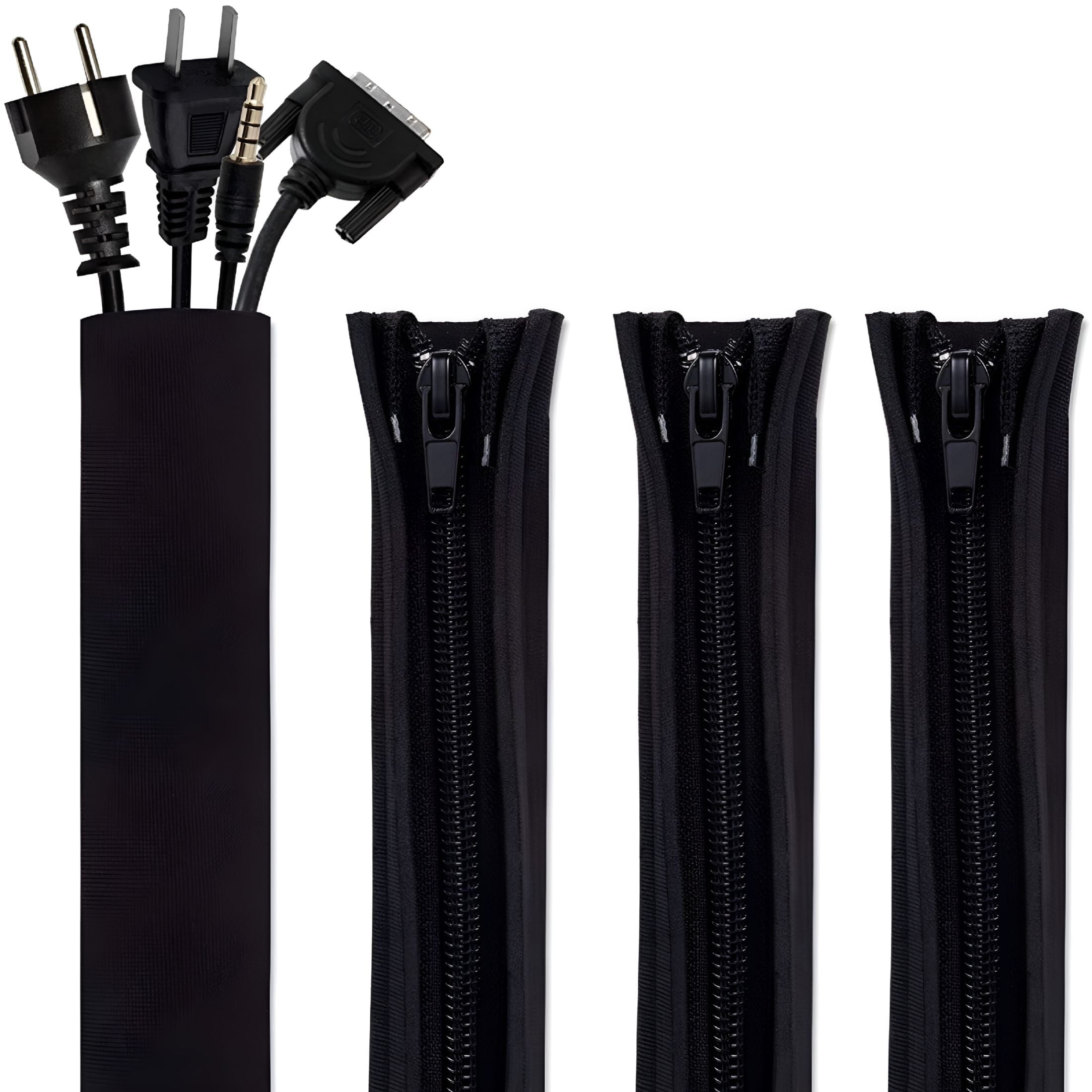 Cord Organizer System Cable Management Sleeve, 19.5 inch, Wire Cover with Zipper, Cable Wrap, Cord Sleeves for TV, Co...