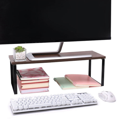 20 Inch Monitor Stand Riser, Wood Desk Storage Organizer Computer Monitor Stand for Office Computer, Laptop, Small Pr...