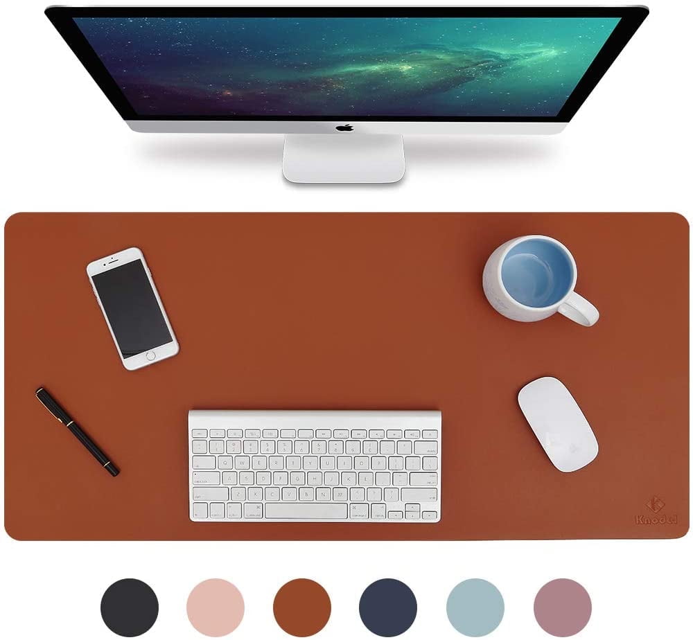Large Dual Sided Desk Pad/Mat for Office and Home, 35.4" x 17" Waterproof PU Leather Desk Blotter, Laptop Desk and Writing Pad (Brown)