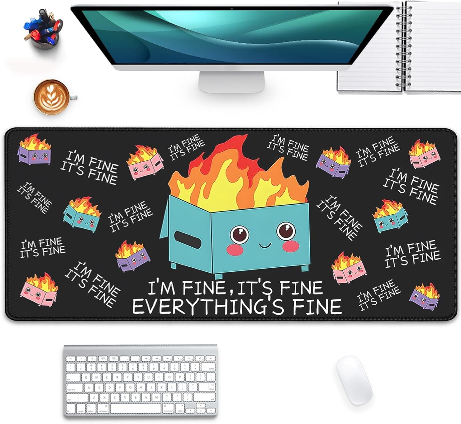 Large Gaming Desk pad for Dumpster on fire Mouse Pad,Mouse Pads for Desk, Keyboard Mouse Pad for Computer Laptop Home...
