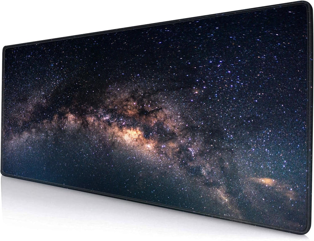 Large Gaming Mouse Pad with Stitched Edges, Galaxy Desk Mat, Extended XL Keyboard Pad, Non-Slip Rubber Base Desk Pad ...