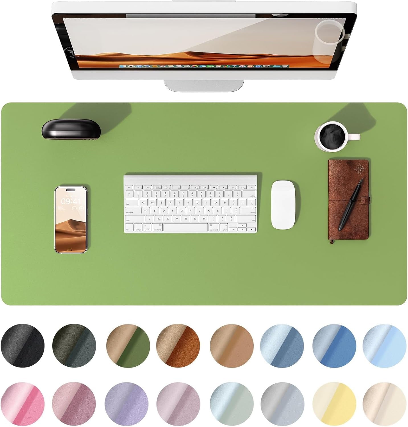 Leather Desk Pad Protector, Office Desk Mat, Large Mouse Pad, Non-Slip PU Leather Desk Blotter, Laptop Desk Pad, Wate...